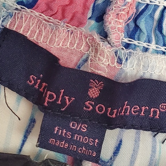 Simply Southern Pink Blue Seashell Smocked Wide Leg Palazzo Pants One Size O/S - Picture 6 of 6